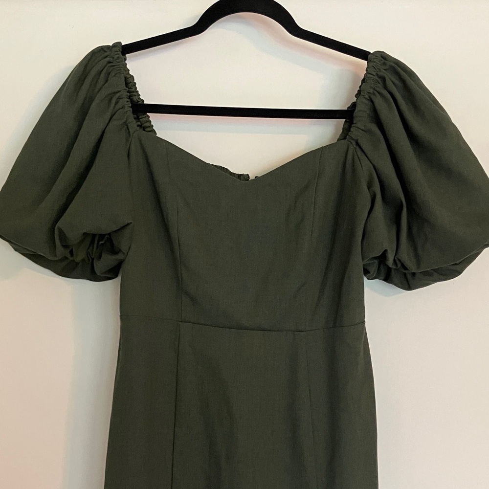 NWT Mi Ami Elegant Dar Green Puff Sleeve Romantic Dress Small - Picture 2 of 5